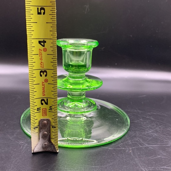 Uranium glass single candle holder 4” tall - Picture 2 of 4